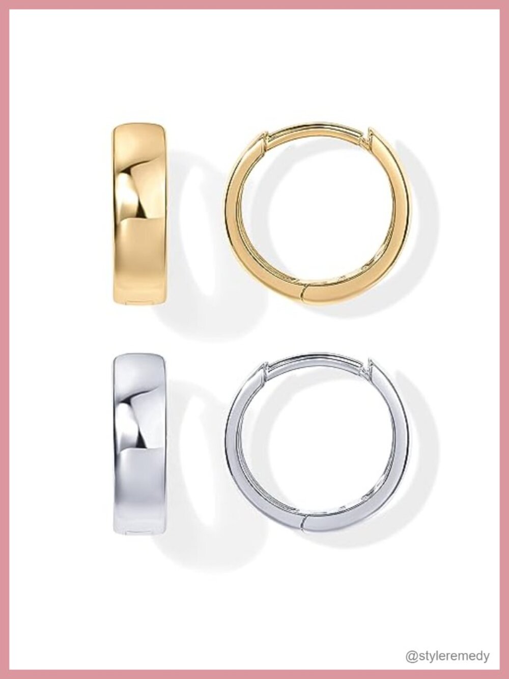 14K Gold Plated 925 Sterling Silver Post Huggie Earrings Small Hoop